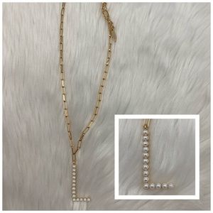 4/$20 BaubleBar Gold & Pearl Letter L Necklace